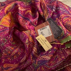 NWT ETRO GORGEOUS SILK SCARF WITH GOLD TRIM FROM HARRODS LONDON PAISLEY MULTI